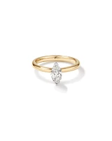 0.70 Carat TW Certified Marquise Cut Diamond Solitaire Engagement Ring in 18kt Yellow and White Gold