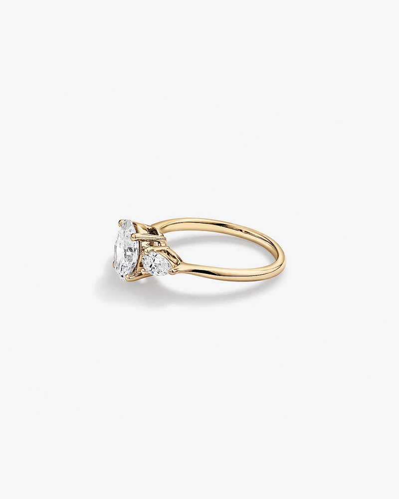 1.65 Carat TW Three Stone Oval and Pear Shaped Laboratory-Grown Diamond Engagement Ring in 14kt White Gold