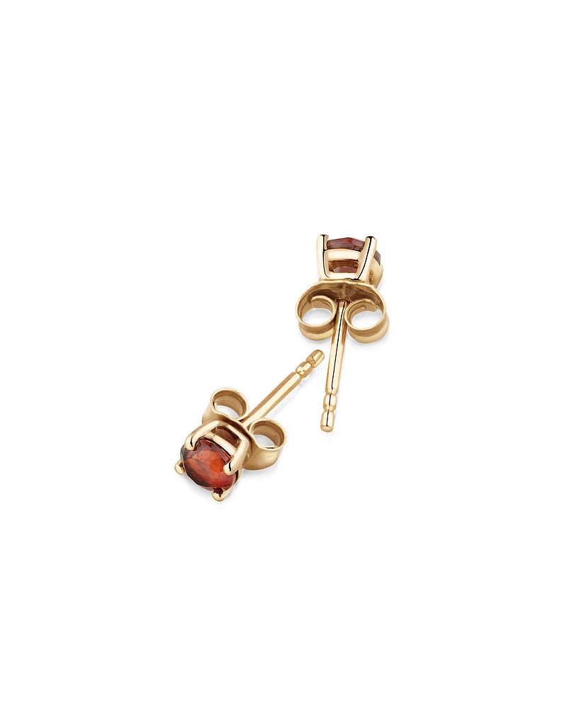 Stud Earrings with Rhodolite Garnet in 10kt Yellow Gold