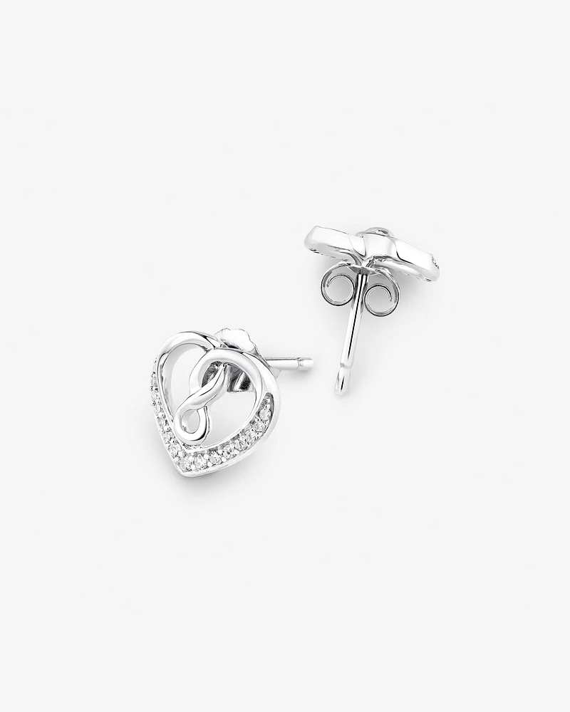 Heart infinitas Earring with 0.12 Carat TW of Diamonds in Sterling Silver