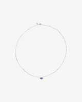 Oval Cut Blue Tanzanite Gemstone and 0.08 Carat TW Diamond Halo Pendant Necklace in 10kt White Gold