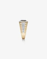 Bague en or blanc et jaune 10 K à diamants blancs et noirs rehaussés totalisant 0,75 ct pour homme