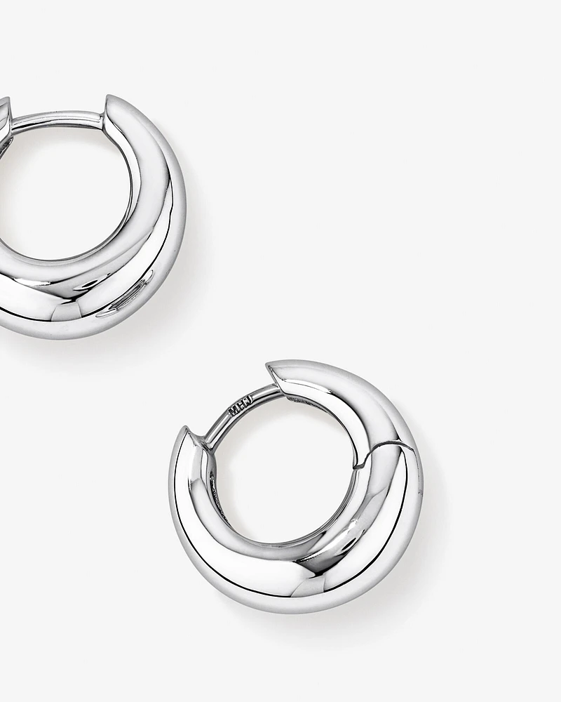 Tapered Dome Huggie Earrings in Sterling Silver