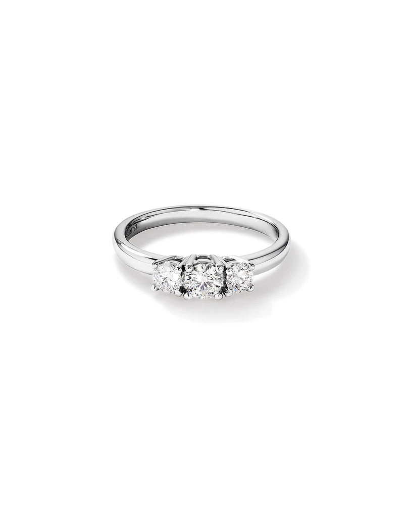 0.50 Carat TW Three Stone Round Brilliant Diamond Engagement Ring in 14kt White Gold