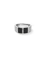 1.00 Carat TW Black and White Diamond Studded Men's Ring in Sterling Silver