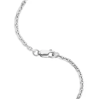 Men's Pave Black Diamond Pendant on Cable Chain in Sterling Silver