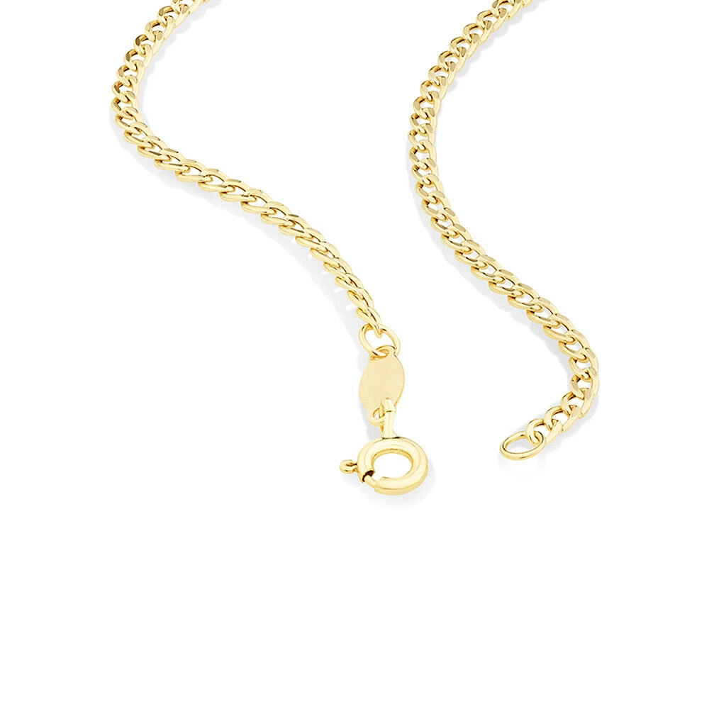 50cm (20") Hollow Curb Chain in 10kt Yellow Gold