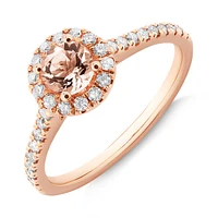 Evermore Bridal Set with Morganite & 0.54 Carat TW of Diamonds in 14kt Rose Gold