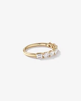 1.05 Carat TW Prong Set Emerald and Oval Cut Lab-Grown Diamond Wedding Band in 14kt Yellow Gold