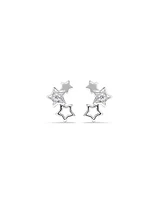 Star Trio Stud Earrings with Cubic Zirconia in Sterling Silver