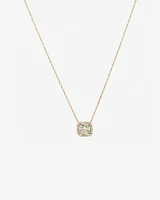 Halo Necklace with Green Amethyst & 0.15 Carat TW of Diamonds in 10kt Yellow Gold