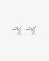 Cubic Zirconia Reindeer Stud Earrings in Sterling Silver