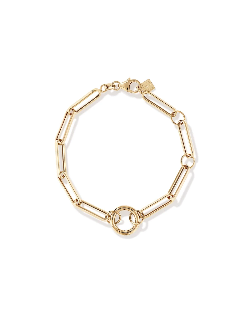 18cm (7") Square Paperclip Open Pendant Bracelet in 10kt Yellow Gold