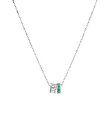 Emerald & Diamond Rondell Pendant with 0.21 Carat TW in 10kt White Gold