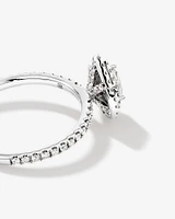 0.87 Carat TW Pear Cut Diamond Halo and Engagement Ring in 14kt White Gold