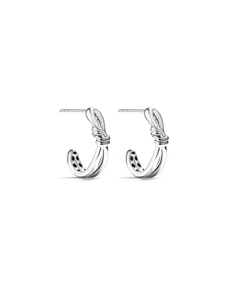 Knot Half Hoop Stud Earrings in Sterling Silver