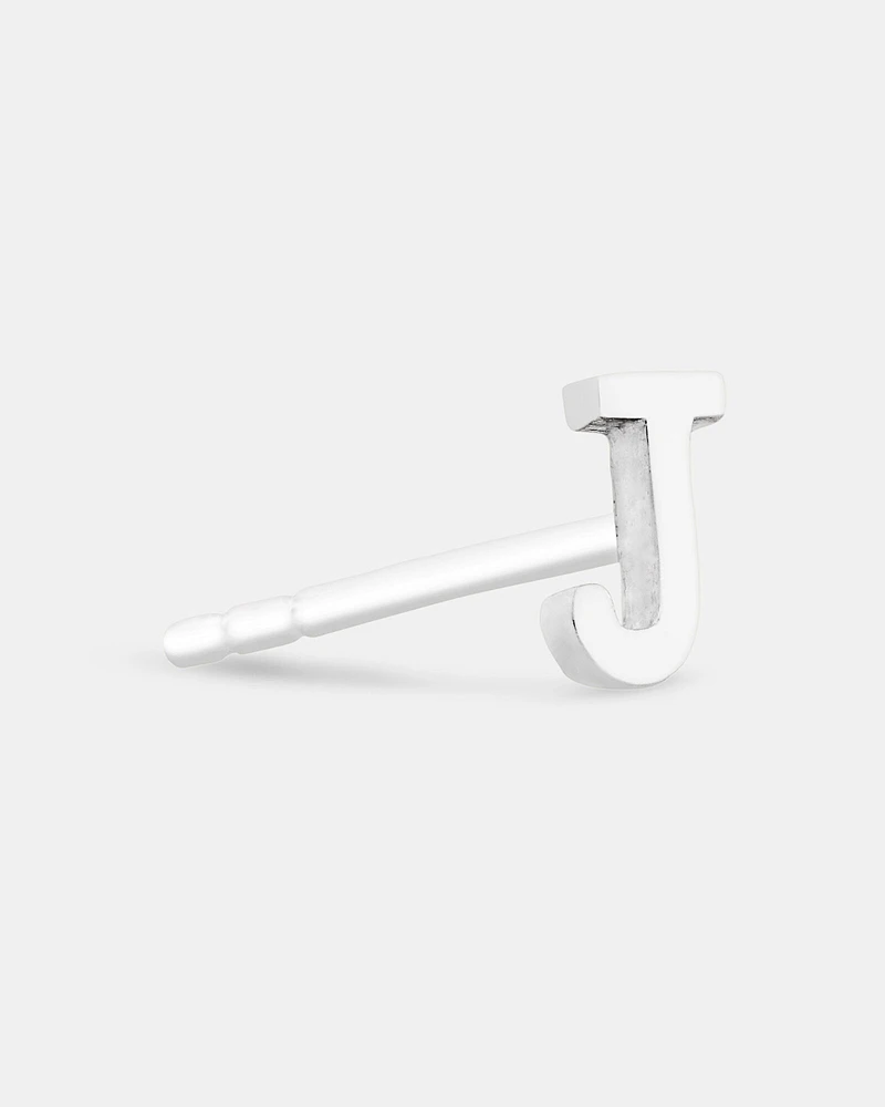 E Initial Single Stud Earring in Sterling Silver