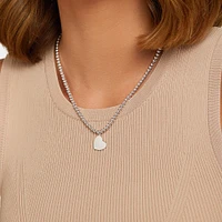 45cm (18") Engravable Heart Bead Necklace in Sterling Silver