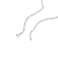 2.6mm Wide Hollow Figaro Chain in 10kt White Gold