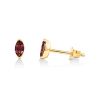 Marquise Cut Pink Tourmaline Stud Earrings in 10kt Yellow Gold