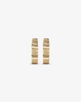 Ribbed Huggie Hoop Earrings in 10kt White Gold