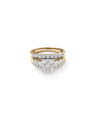 Bague de fiançailles en or blanc et jaune 14 K avec diamants totalisant 1,75 ct