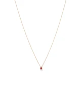 Pear Cut Red Ruby Gemstone and 0.05 Carat TW Diamond Halo Necklace in 10kt Yellow Gold