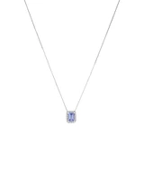 Halo Pendant with Tanzanite & 0.17 Carat TW of Diamonds in 14kt White Gold