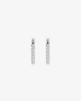 Pavé Cubic Zirconia Small Hoop Earrings in Sterling Silver