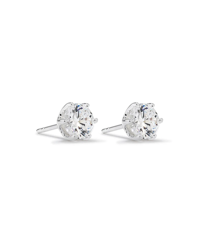 Stud Earrings with Cubic Zirconia in Sterling Silver