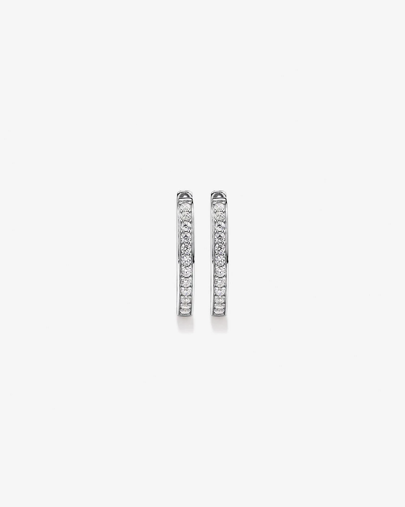 20mm Cubic Zirconia Huggie Hoop Earrings in Sterling Silver