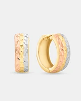 11mm Hoop Earrings in 10kt Yellow, White & Rose Gold