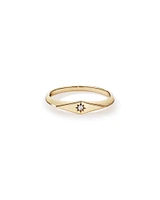 Diamond Star Accent Narrow Signet Ring in 10kt Yellow Gold