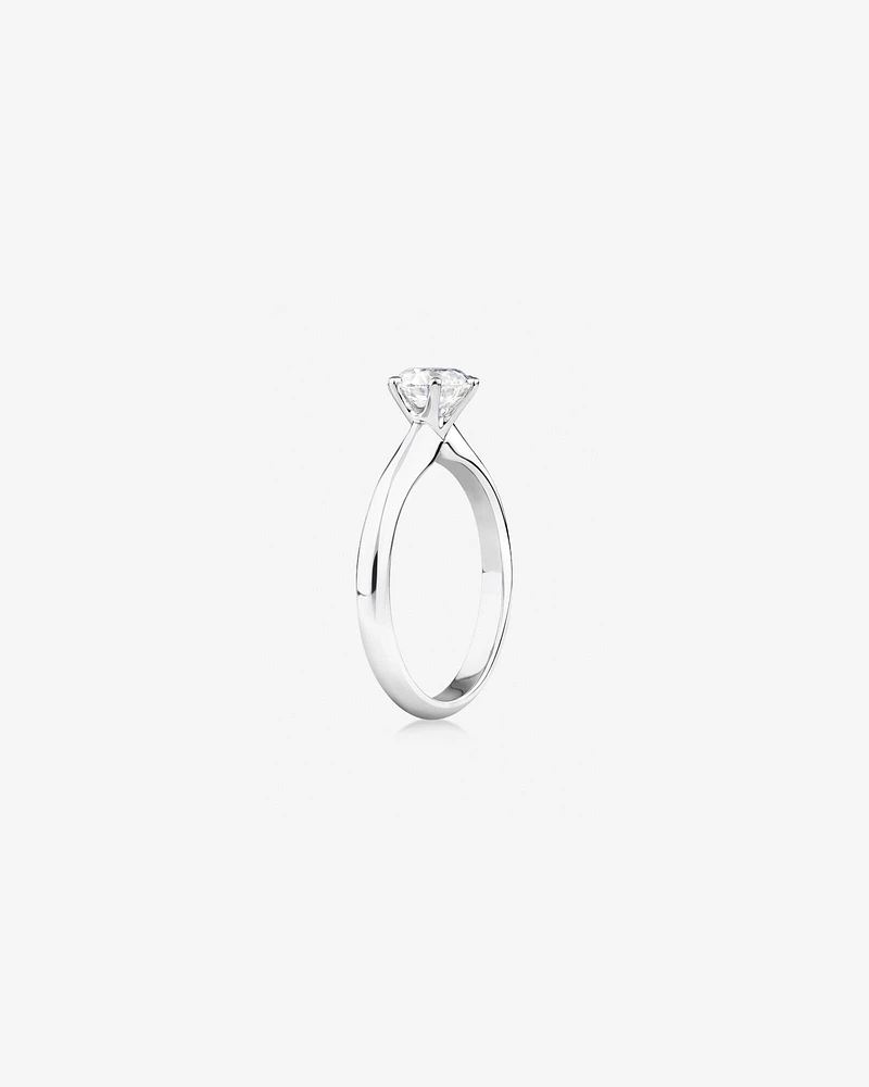 Bague de fiançailles à solitaire certifié en or blanc 14 K avec diamants totalisant 1 ct