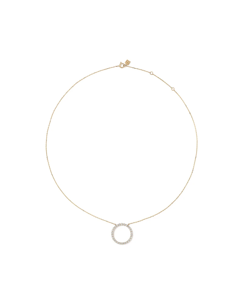 0.85 Carat TW Laboratory-Grown Diamond Circle Necklace in 10kt Yellow Gold