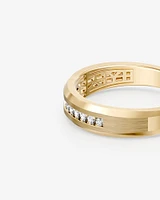 15 Carat TW Round Brilliant Half Bevelled Edge Channel Set Men's Ring in 10kt Yellow Gold