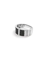 Bague Pour Homme Sertie De 1,00 Carat Tw De Diamants Noirs Et Blancs En Argent Sterling