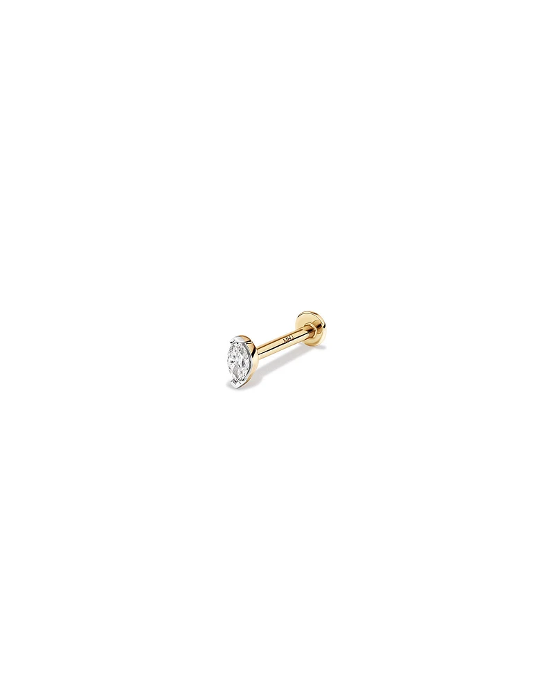 Boucle d'oreille clou marquise pour cartilage en or jaune 10kt