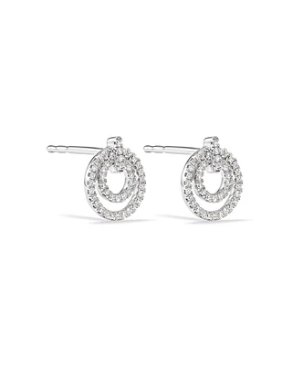 Boucles d'oreilles puces double cercle en diamant en argent sterling