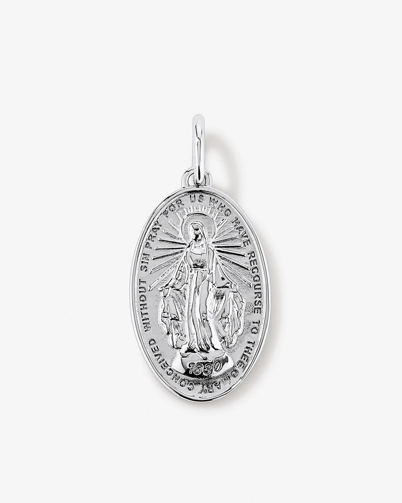 Oval St Madonna Pendant in Sterling Silver