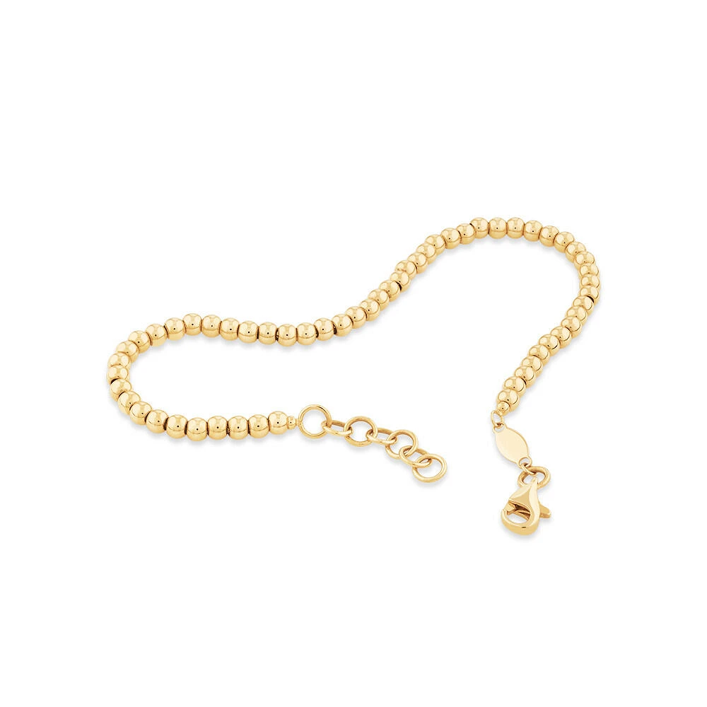 19cm (7.5") 2.5mm-3mm Width Bead Bracelet in 10kt Yellow Gold