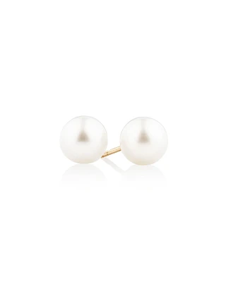 Stud Earrings with 7mm Round Cultured Freshwater Pearls in 10kt Yellow Gold