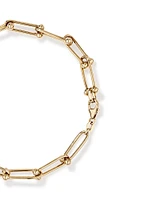 Ball and Oval Link Bracelet in 10kt Yellow Gold