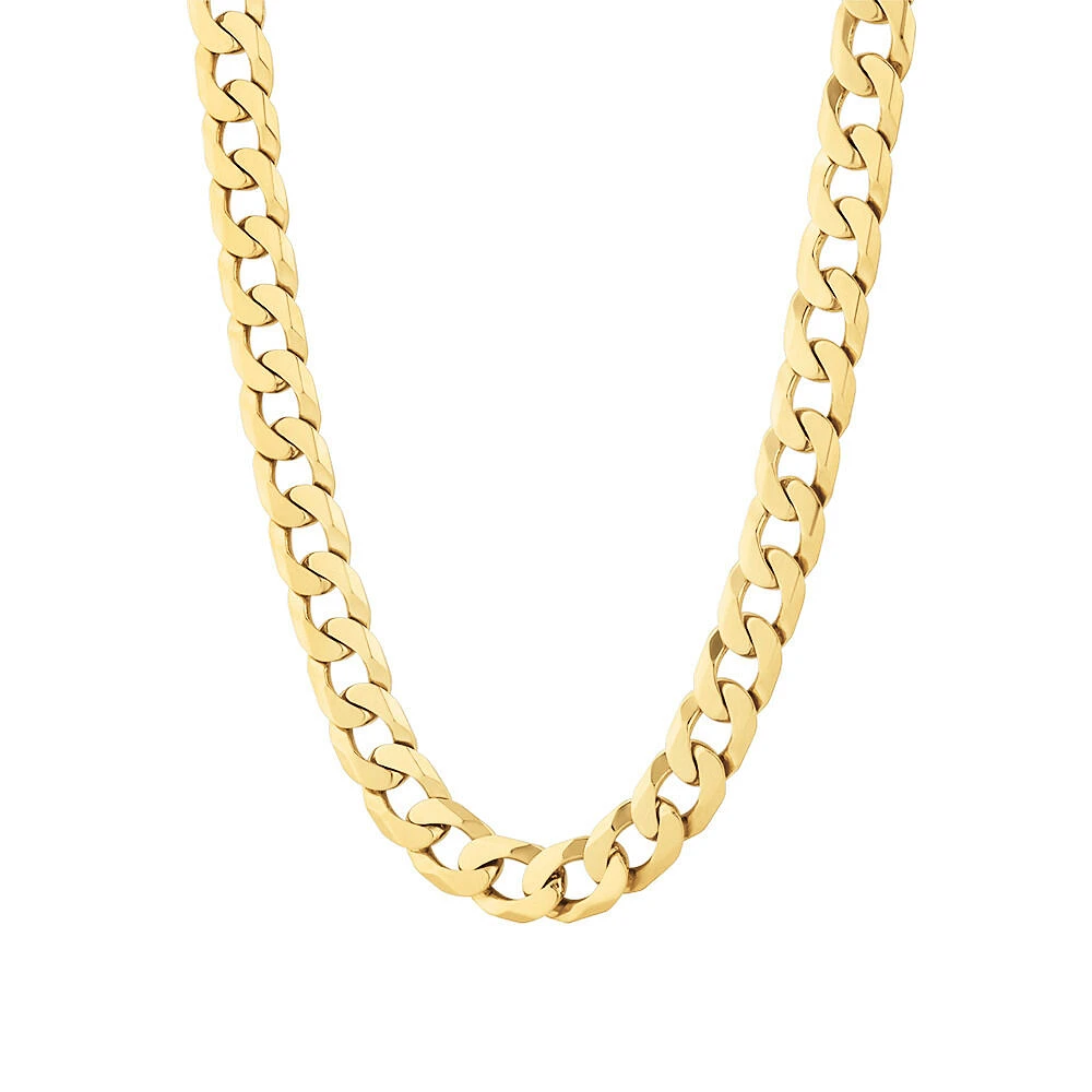 55cm (22") 12mm-12.5mm Width Solid Curb Chain in 10kt Yellow Gold