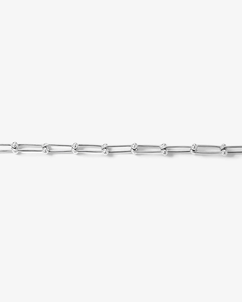 Ball and Oval Link Chain Bracelet in Sterling Silver