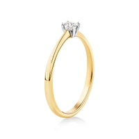 Oval Cut Diamond Solitaire Promise Ring in 10kt Yellow and White Gold