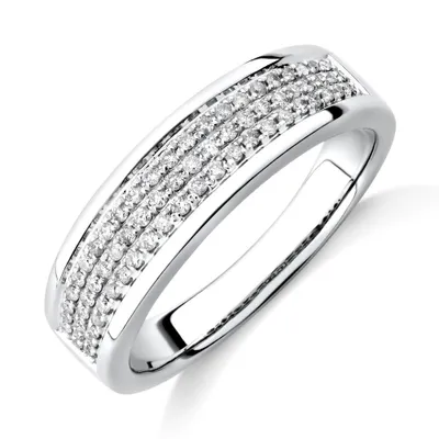 Men's Pave Ring with Carat TW of Diamonds 10kt White Gold