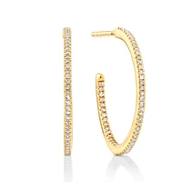 0.15 Carat TW Fine Diamond Hoop Earrings in 10kt White Gold