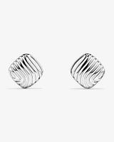 Wavy Ridge Textured Square Stud Earrings in Sterling Silver