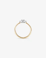 0.15 Carat TW Three Stone Round Brilliant and Oval Cut Diamond Promise Ring in 10kt Yellow and White Gold